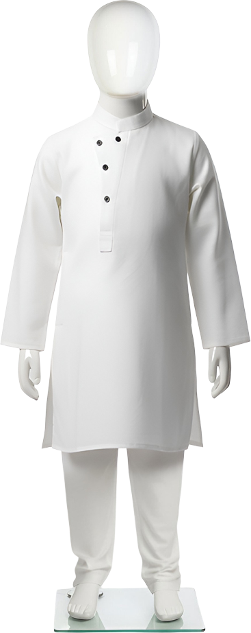 White khaddar kurta for boys Lujo Club Pakistan traditional dress"