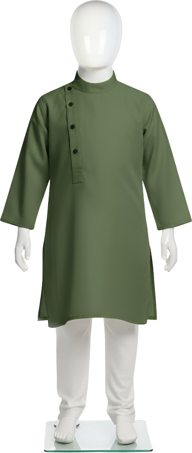 Mehndi Green Wash & Wear Kurta for baby boys by Lujo Club. Premium no-iron fabric, cultural color. Shop practical festive dress design for kids online now.
