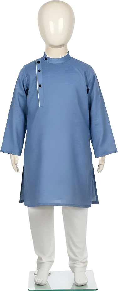 Denim blue wash and wear kurta for baby boys Lujo Club Pakistan"