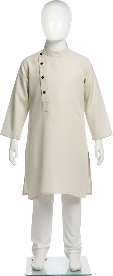 "Baby boy wearing tea green summer kurta front view easy care outfit"